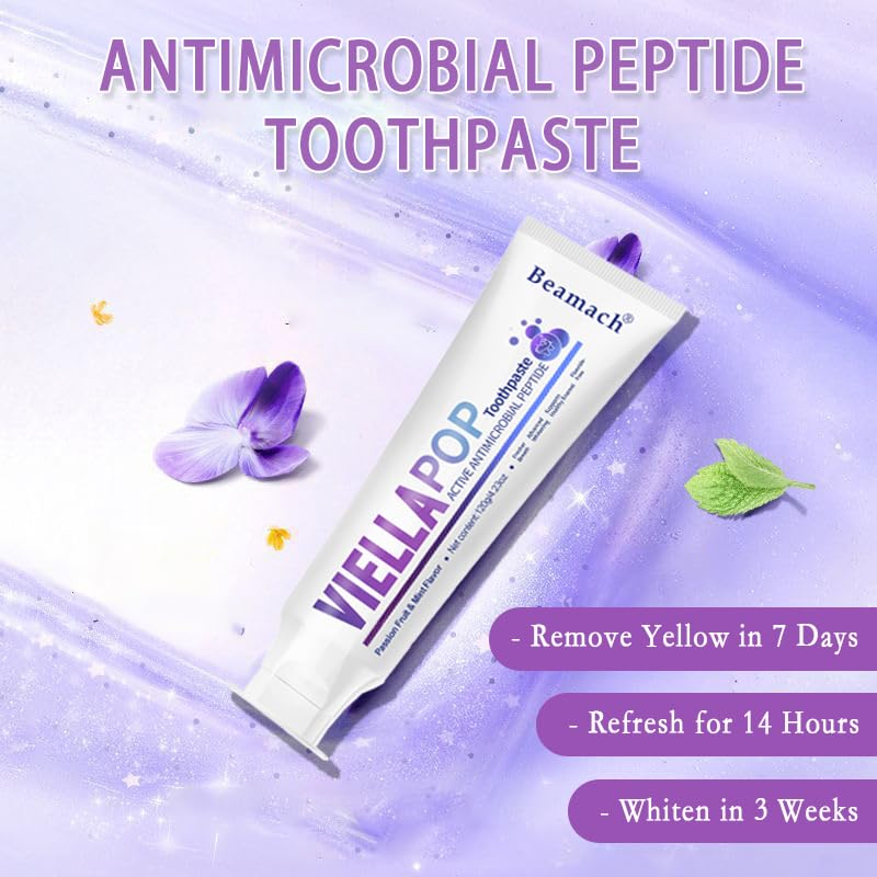 Close-up of purple toothpaste texture showing color-changing effect