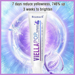 Brightened smile after using VIELLA POP Purple Whitening Toothpaste