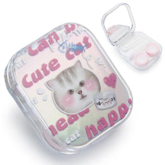 Front view of Vifirstew cat-themed contact lens case with holographic finish