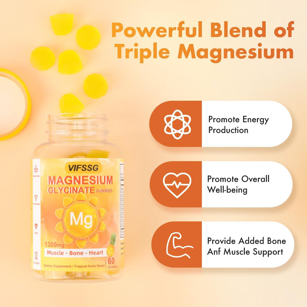 Graphic showing triple magnesium complex: 500 mg Glycinate, 400 mg Malate, 400 mg Citrate