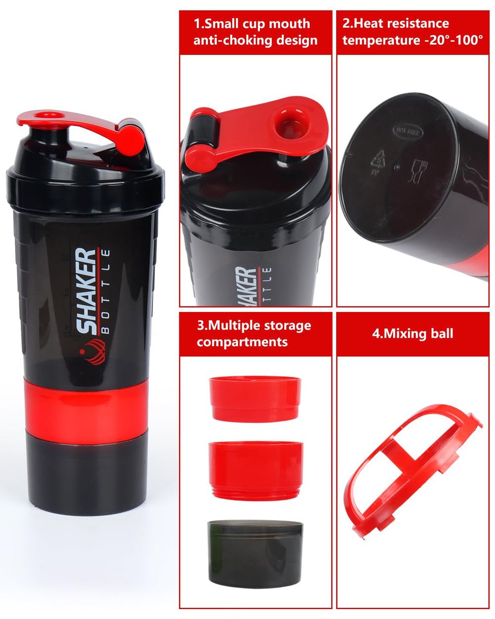 Shaker side embossed with ounce and milliliter measurements