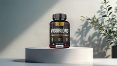 Close-up of Vigorlong pills on white surface