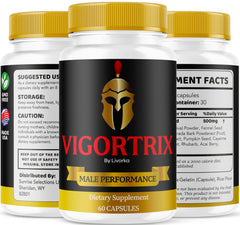 Back view of Vigortrix bottle showing dosage information
