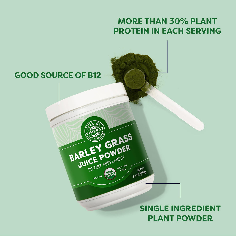 Barley Grass Juice Powder 250g bottle and packaging