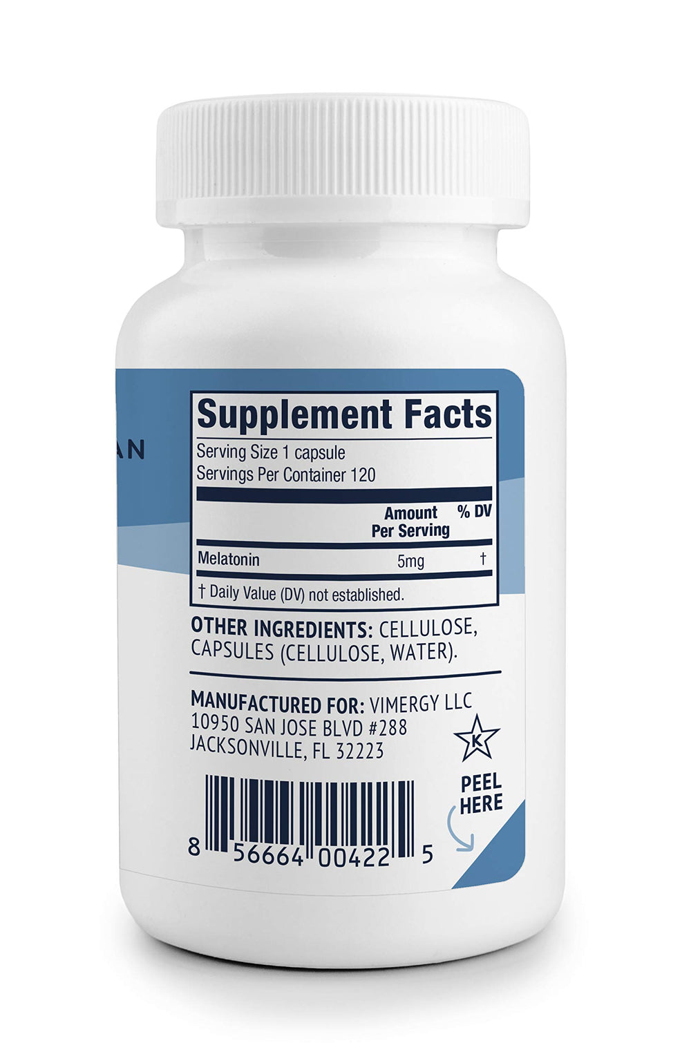 Close-up of Vimergy Melatonin capsule