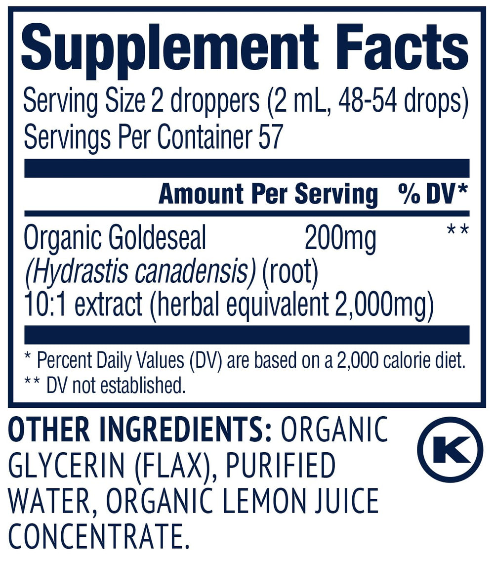 Organic flax glycerin base used in Vimergy Goldenseal tincture