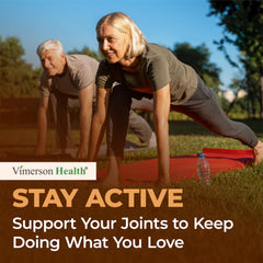 Vimerson Health Glucosamine Chondroitin MSM bottle and glass imply everyday joint support.