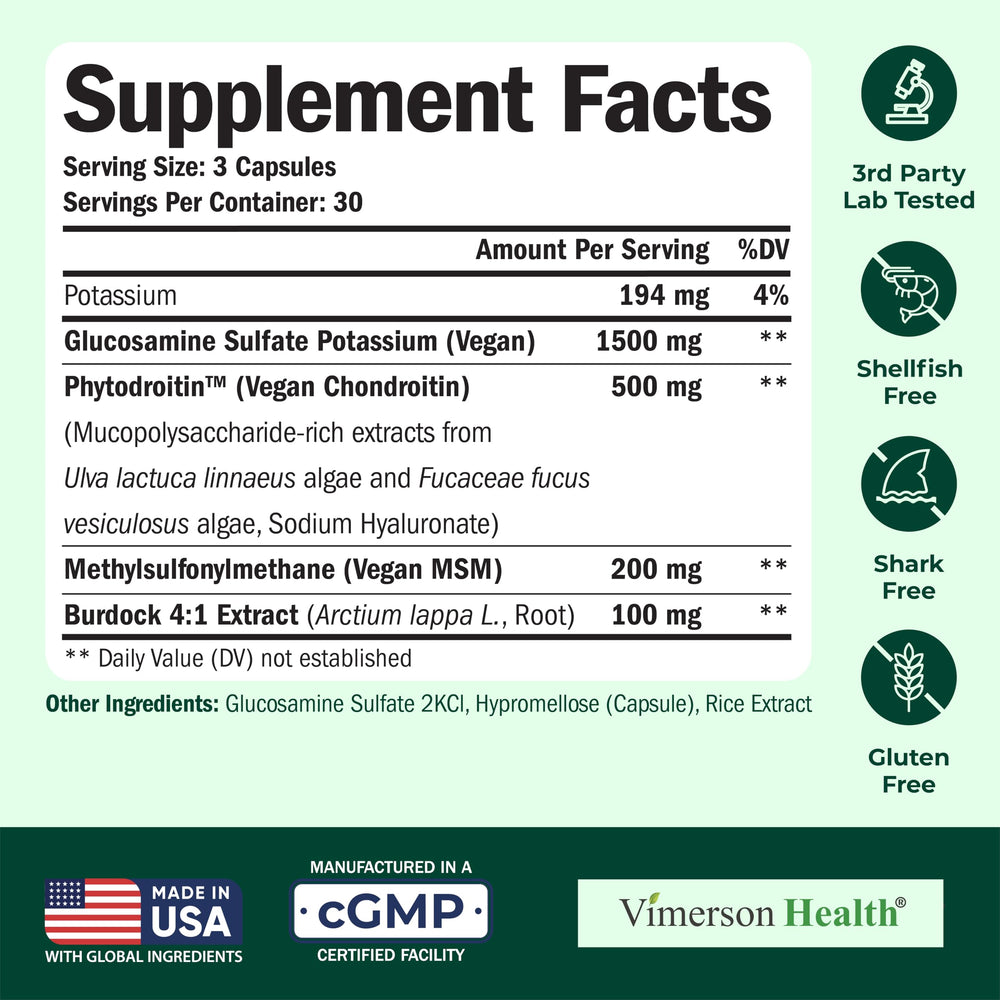 Vimerson Health MSM capsules close-up for mobility.