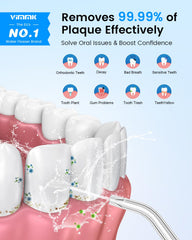 VIMMK water flosser with nine jet tips attached