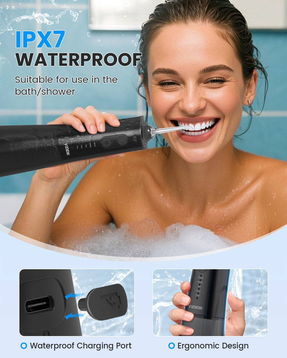 IPX7 waterproof rating for VIMMK flosser