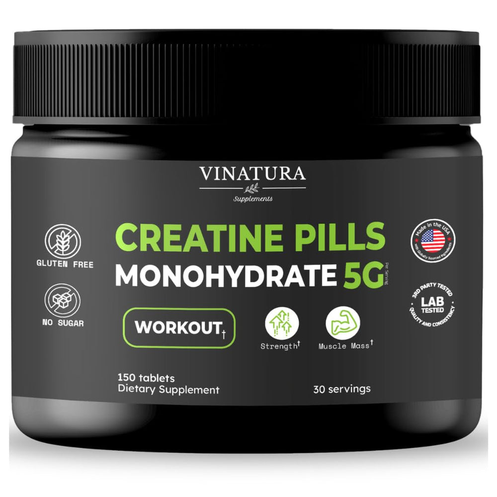 VINATURA Creatine Monohydrate Pills bottle and label