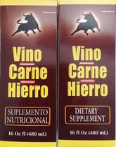 Front view of Vino Carne Hierro 16 oz 2-pack bottles