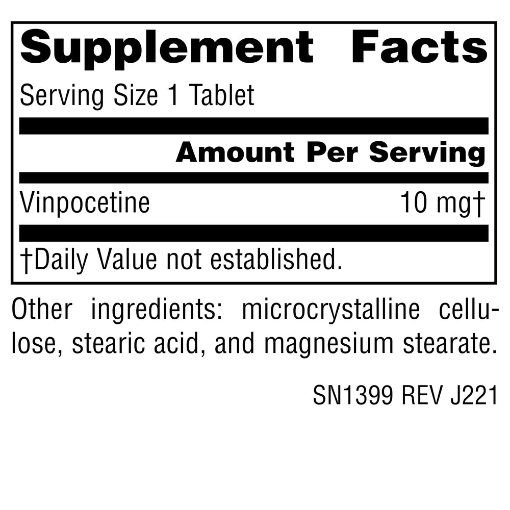 Vinpocetine tablets capsules on a white background