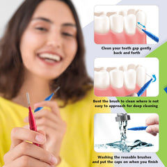 Inside view showing interdental brush heads and packaging