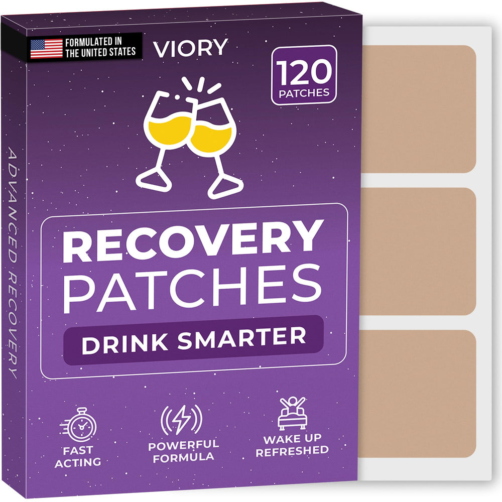 VIORY Recovery Patch on arm after-party application boosts morning energy.