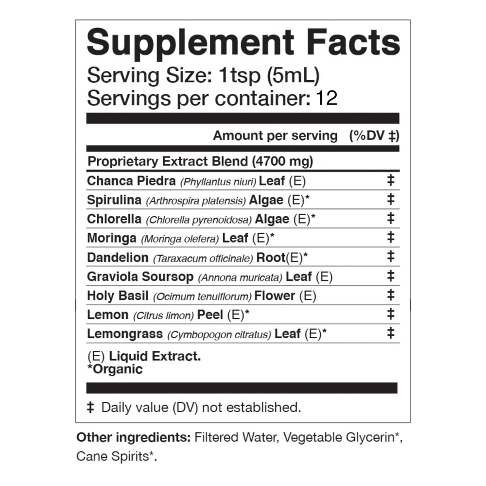 Viridem Greens Detox Elixir bottle back label