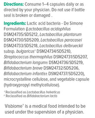Non-GMO and cornstarch-free ingredients noted on Visbiome label