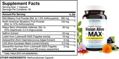 Vision Alive Max bottle surrounded by natural ingredients