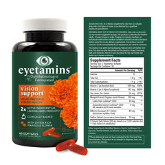 Ingredient panel highlighting lutein and zeaxanthin