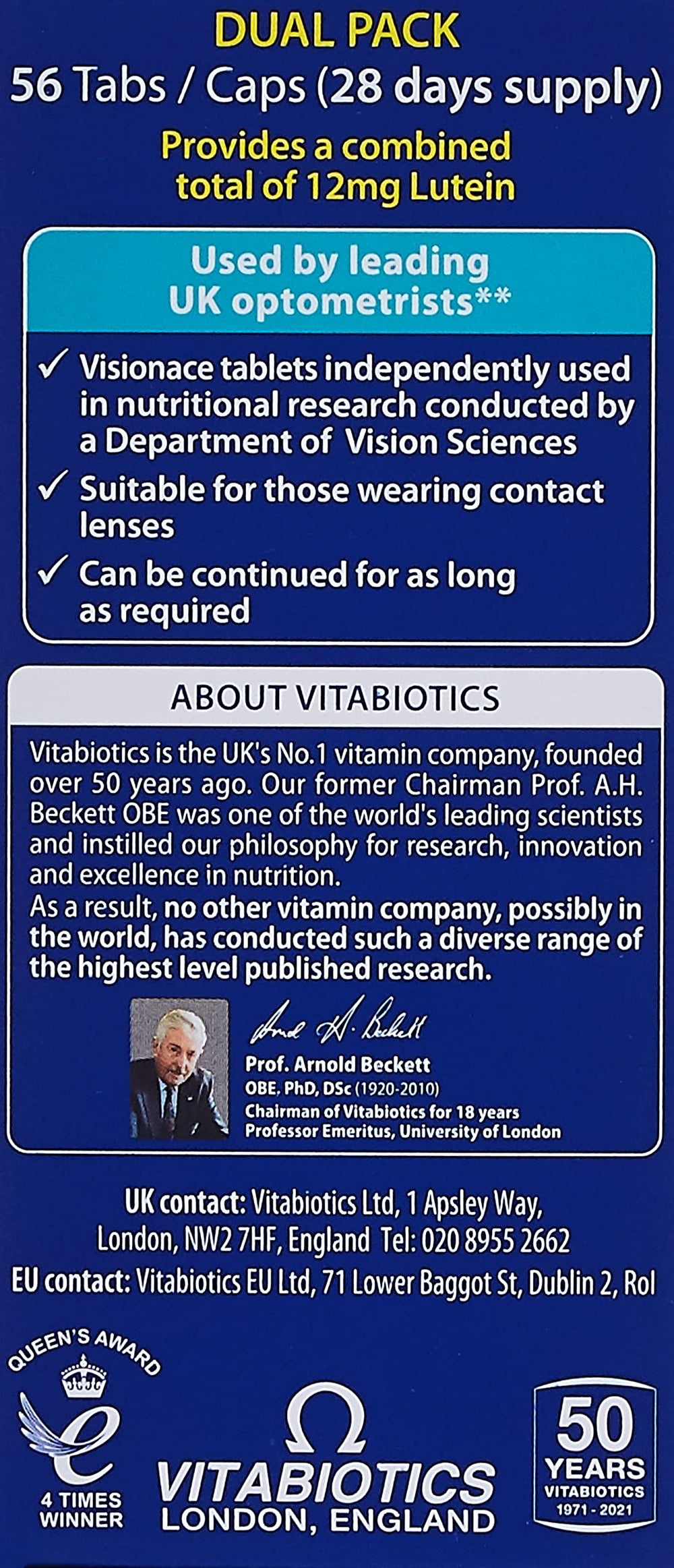 Front view of Visionace Plus Dual Pack bottle