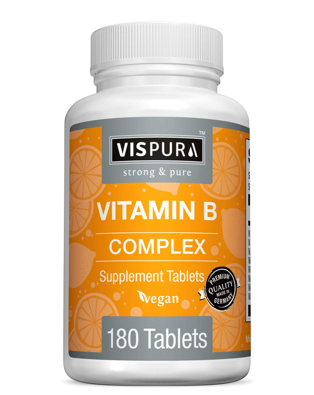 Vispura Vitamin B-Complex bottle with 180 vegan tablets
