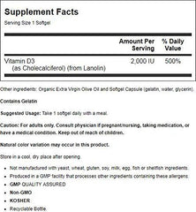 Bottle label showing 2000 IU dosage per SGEL