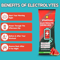VitaGlows Electrolyte Powder Drink Mix Watermelon Salt back nutrition label