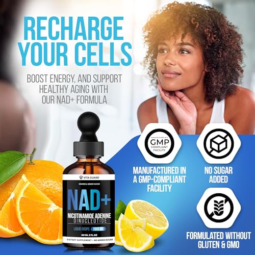 Lemon and orange flavor NAD+ liquid drops ready to use