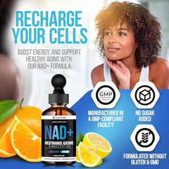 Lemon and orange flavor NAD+ liquid drops ready to use