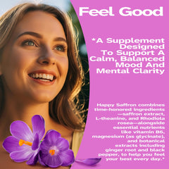 Mood and focus concept with saffron supplement bottle