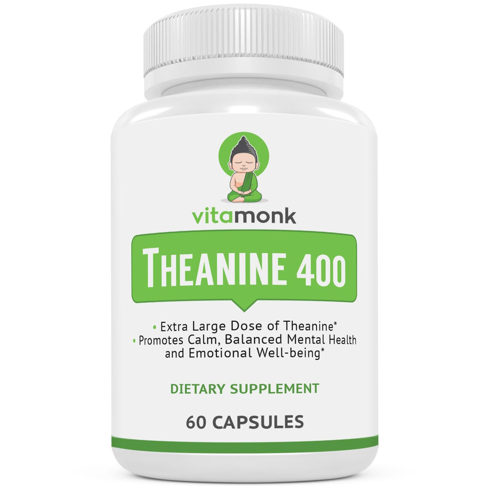VitaMonk L-Theanine 400mg bottle with 60 capsules