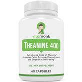 VitaMonk L-Theanine 400mg bottle with 60 capsules