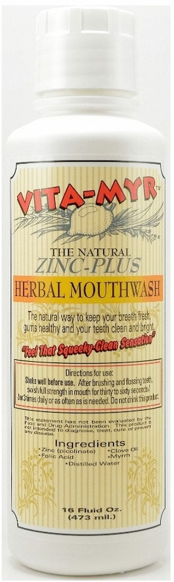 VITA-MYR Zinc-Plus Mouthwash 3-pack with gluten-free and vegan labeling