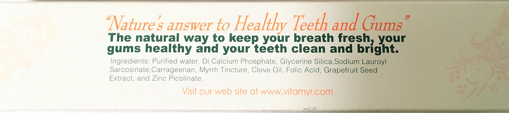 VITA-MYR gluten free vegan packaging details