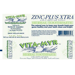 Usage instructions and net weight on VITA MYR toothpaste packaging