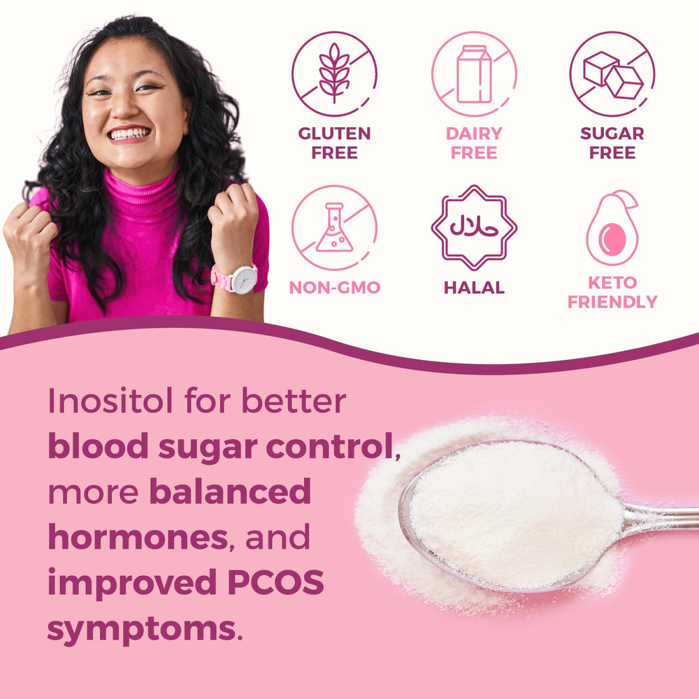 VITA-PCOS powder dissolved in water showing neutral taste and quick mixing