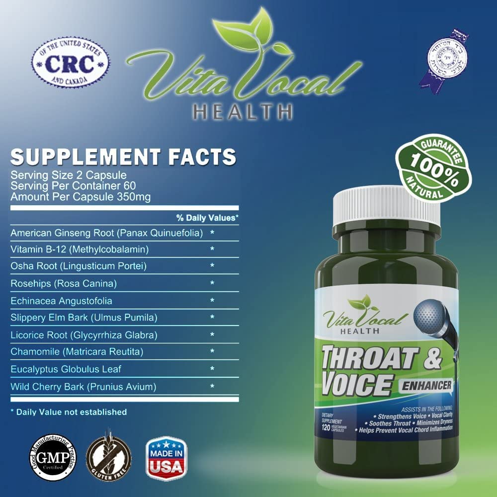 VitaVocal bottle highlighting voice clarity benefits