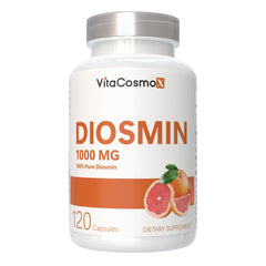 VitaCosmoX Diosmin Capsules bottle front view - 120 count, 1000 mg