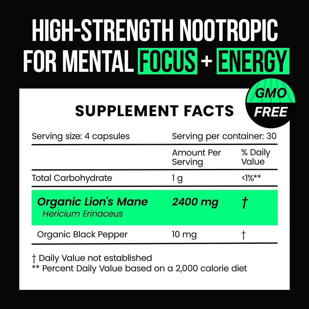 Close-up of VitaRaw Lions Mane capsules