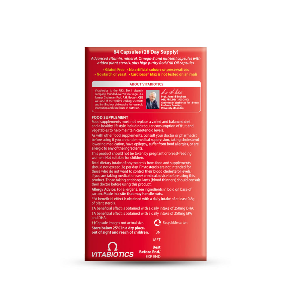Cardioace Max nutritional information panel