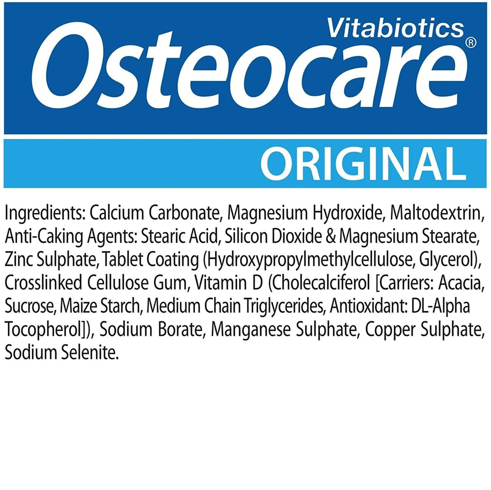 Vitabiotics Osteocare label featuring calcium and vitamin D3