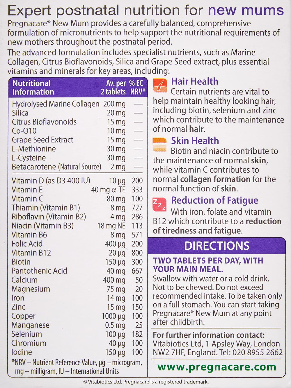 Close-up of Pregnacare New Mum tablets