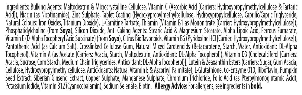 Zinc and other minerals in Wellman 70+ 30 Tabs