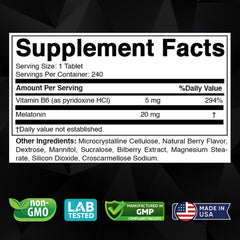 Close-up of berry flavored Melatonin tablet dissolving