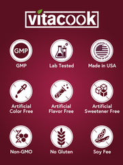 Non-GMO, gluten-free, dairy-free, soy-free Vitacook iron