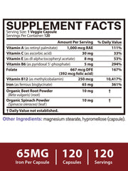 Vegan iron supplement capsules