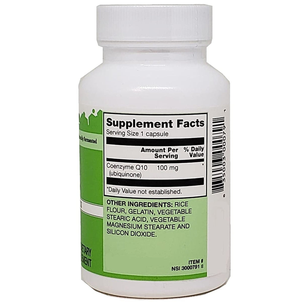 Close-up of Vitacost CoQ10 capsules 100 mg