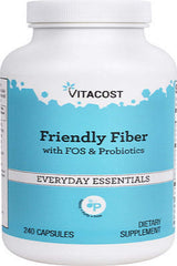 Bottle of Vitacost Friendly Fiber with FOS & Probiotics 240 capsules