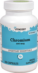 Bottle of Vitacost GTF Chromium Polynicotinate ChromeMate 200 mcg, 300 capsules
