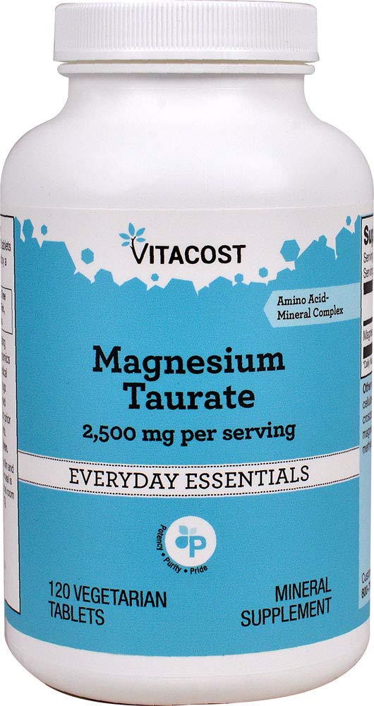 Vitacost Magnesium Taurate 120 Vegetarian Tablets bottle - magnesium supplement